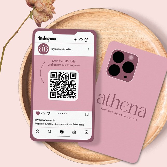 Phone Pink Instagram Business Card Visitenkarte (Von Creator hochgeladen)