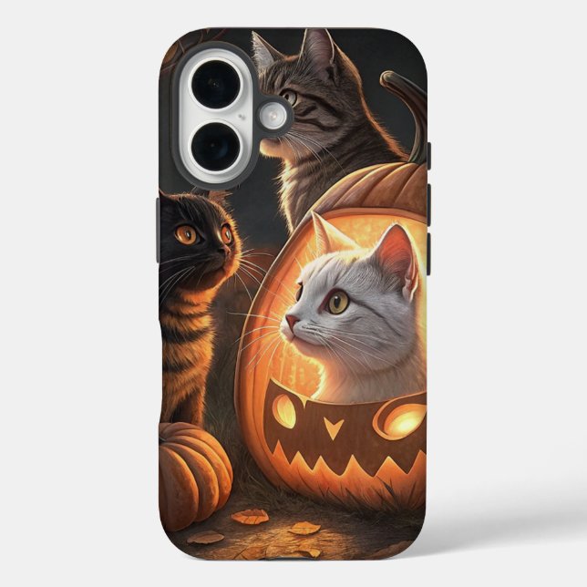 PhonecasesH - three cats inside carved and illumin iPhone 16 Hülle (Rückseite)