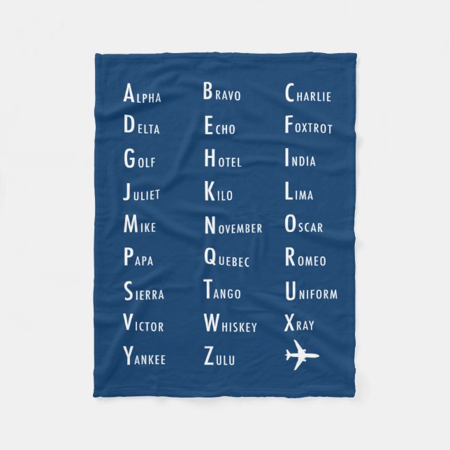 Phonetic Alphabet Aviation Fleece Blanket (Vorderseite)