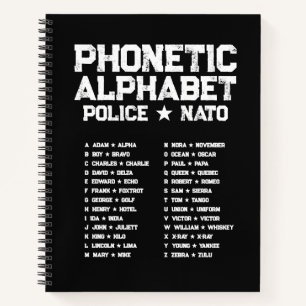 Phonetic Alphabet Police ★ NATO — Black Spiral Notizbuch