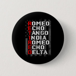 Phonetic Alphabet Remüde Veteran American Flag Mi Button