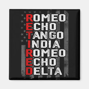 Phonetic Alphabet Remüde Veteran American Flag Mi Magnet