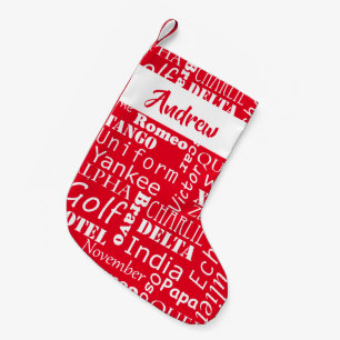 Phonetisch Alphabet Festival Rot und Weiß Kleiner Weihnachtsstrumpf