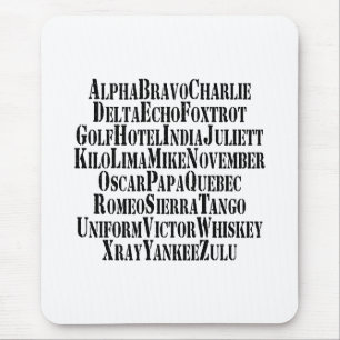 PHONETISCHE ALPHABET/CODE-WORTE MOUSEPAD