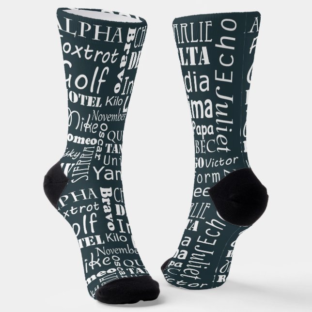 Phonetische Alphabet Language Air Force Blaues Mus Socken (Gewinkelt)