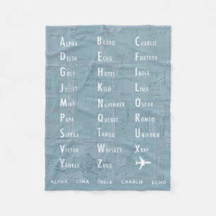 Phonetische Alphabet Personalisierte Vintage Blaue Fleecedecke