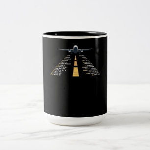 Phonetische Aphabet Pilot Kaddet Flugzeug Geschenk Zweifarbige Tasse