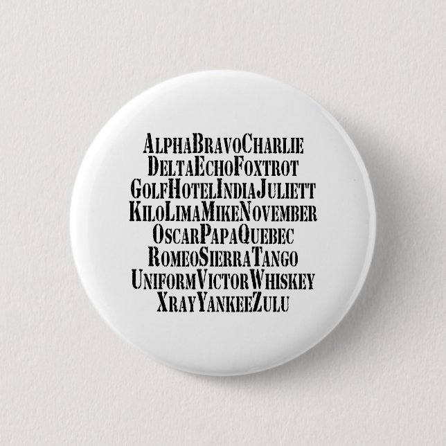 PHONETISCHES ALPHABET / CODEWORTE BUTTON (Vorderseite)