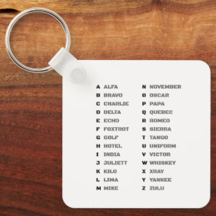 Phonetisches Alphabet für das Militär Schlüsselanhänger