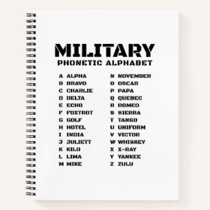 Phonetisches Alphabet für das Militär – Skizzen-Sp Notizbuch