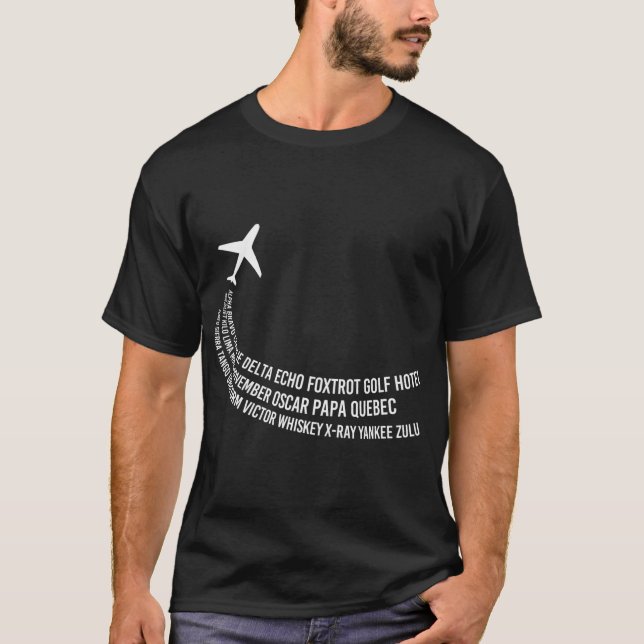 Phonetisches Alphabet Pilot Flugzeug T-Shirt (Vorderseite)