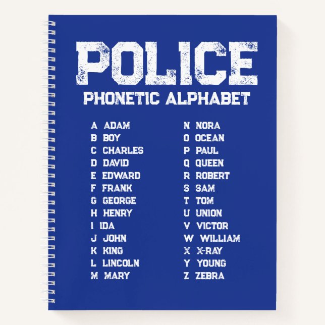 Phonetisches Alphabet Polizei Notizbuch (Vorderseite)
