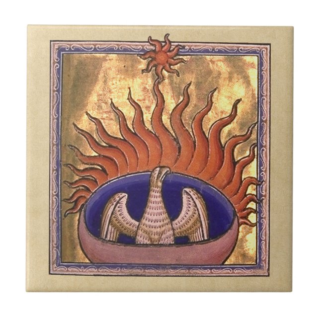 Phönix aus der Asche steigend Fliese (Vorderseite)
