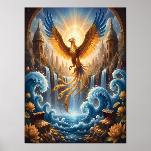 Phönix des azurblauen Tempels Poster (Vorne)