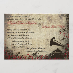 Phonograph Vintage Wedding Einladung Red