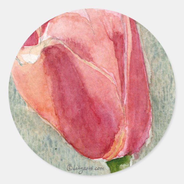 Phoques d'enveloppes de tulipe rose - Stickers de  (Devant)