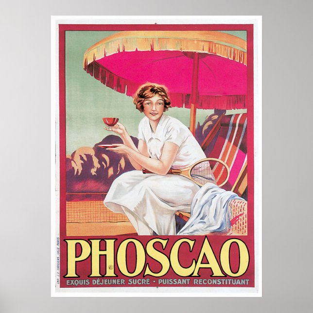 Phoscao Vintage Schokolade Getränk und Kunst Poster (Vorne)
