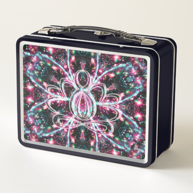 Phosphoreszenz Zen Lotus Metall Brotdose (Rückseite)