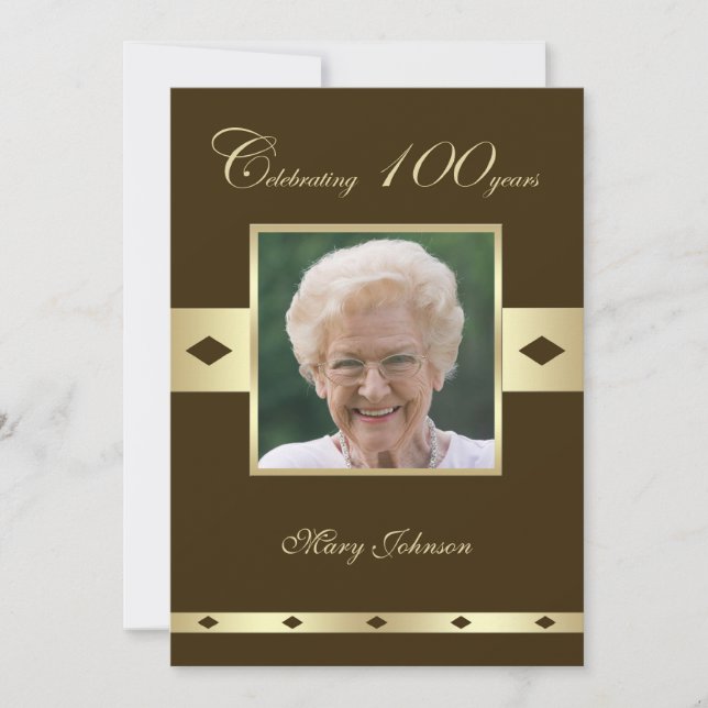 Photo 100th Birthday Party Invitation Brown (Devant)