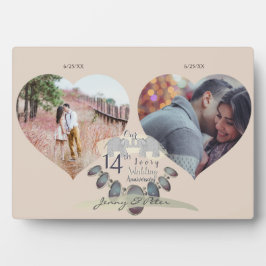 Photo 14e anniversaire du Mariage 2 photos Plaque Coeurs