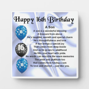 Photo 16e anniversaire Son Poem Plaque