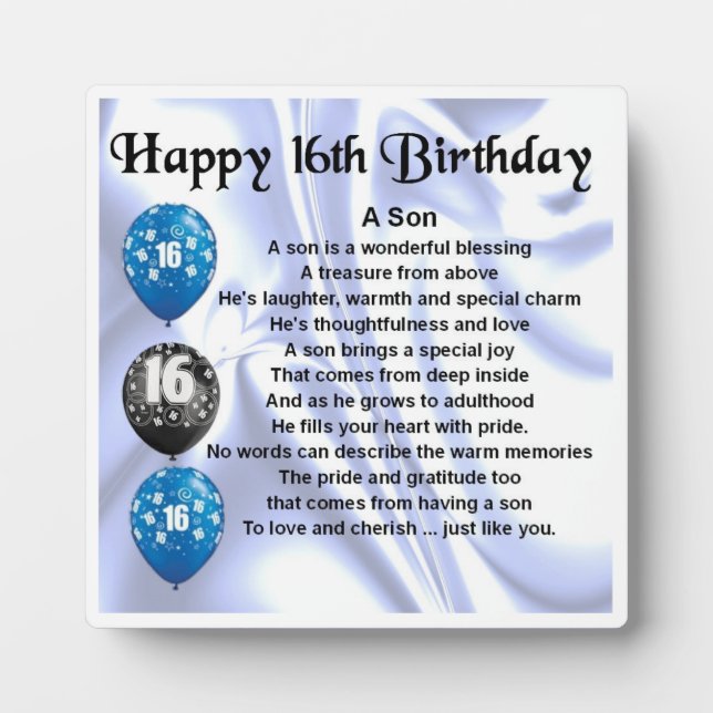 Photo 16e anniversaire Son Poem Plaque (Devant)