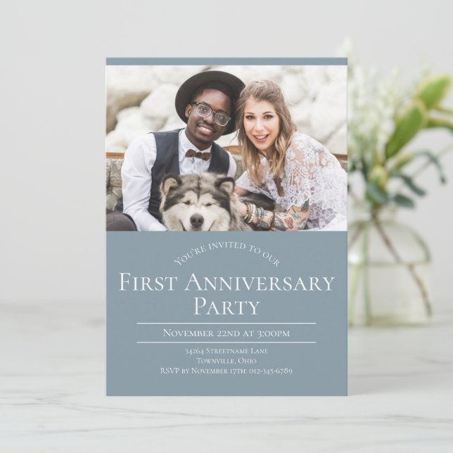 Photo 1er anniversaire Mariage Invitation (Debout devant)