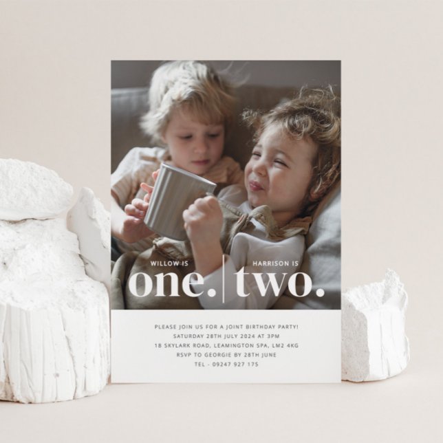 Photo 1er et 2e Invitation d'anniversaire conjoint (Créateur téléchargé)