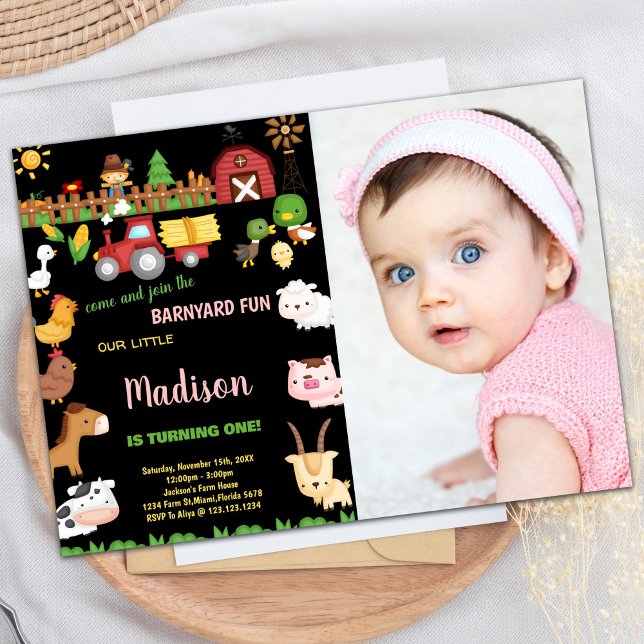 Photo 1ère ferme Barnyard invitations anniversaire (Photo 1st Farm Barnyard birthday invitations)