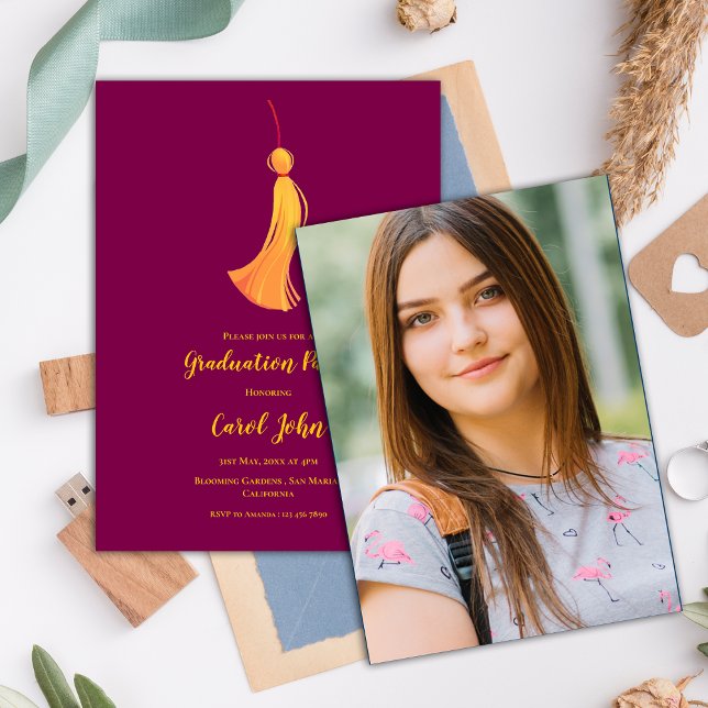 Photo 2025 Graduation Tassel Party Mini Invitation (Photo 2025 Graduation Tassel Party Mini Invitation)
