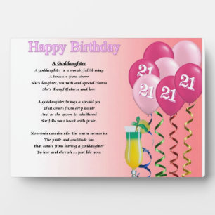 Photo 21e anniversaire Godgirl Poem Plaque