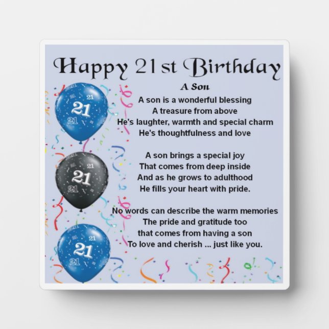 Photo 21e anniversaire Son Poem Plaque (Devant)