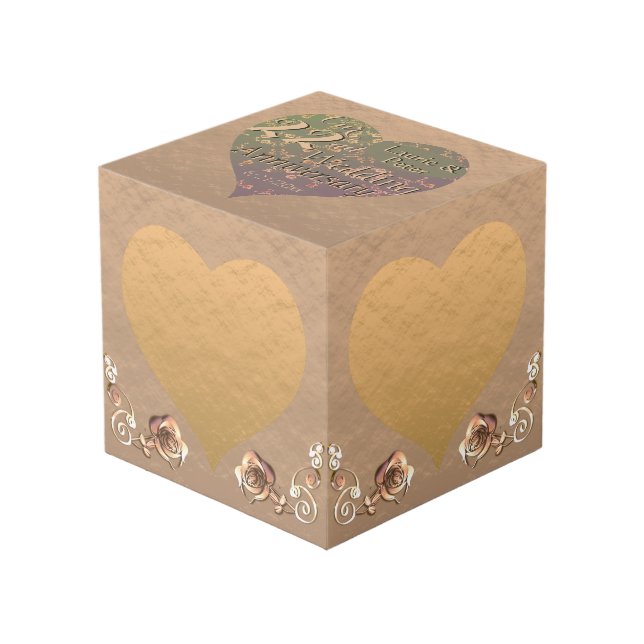Photo 22e anniversaire de Mariage Cube de prune de cuivr (Angle devant)