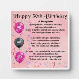Photo 30th  Birthday Daughter Poem Plaque