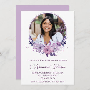 Photo 31e anniversaire invitation Floral violet