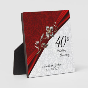 Photo 40e Anniversaire de Mariage Rubis Floral Plaque