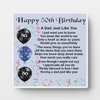 Photo 50e anniversaire Papa Poem Plaque