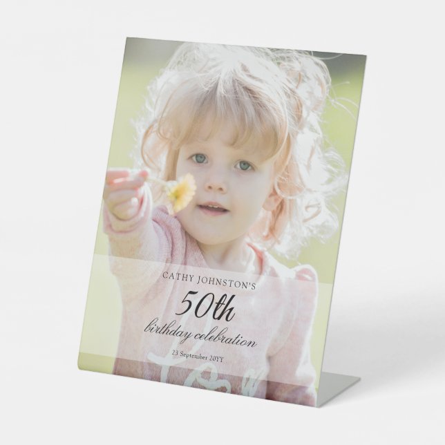 Photo 50th Birthday Tabletop Sockelschild (Vorderseite)