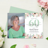 Photo 60e Invitation Anniversaire Fleurs Pastel