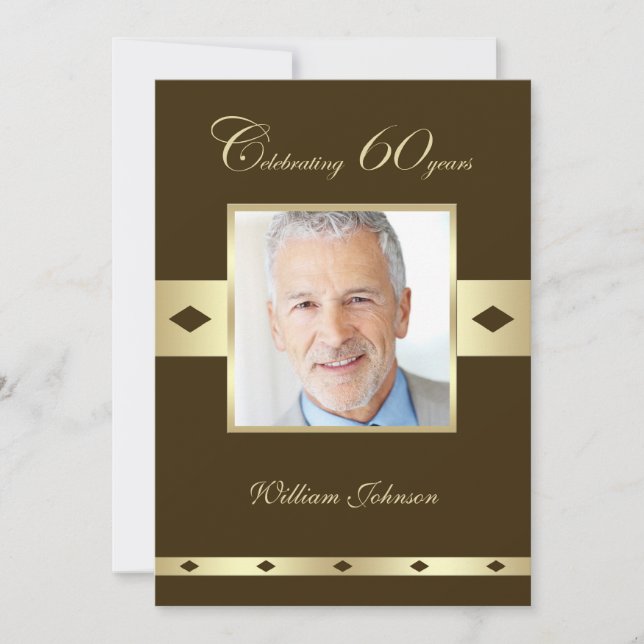 Photo 60th Birthday Party Invitation Brown (Devant)