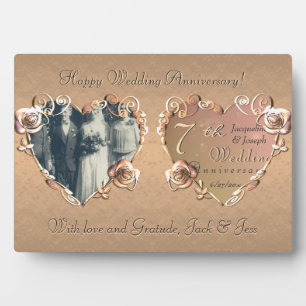 Photo 7e anniversaire Mariage Coppery Rose Plaque