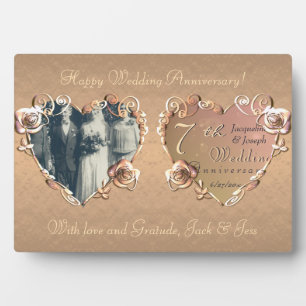 Photo 7e anniversaire Mariage Coppery Rose Plaque