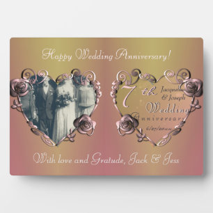 Photo 7e anniversaire Mariage Coppery Rose Plaque