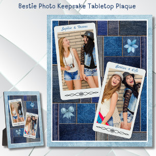 Photo Amitié chère Bestie Keepsaké Plaque Denim