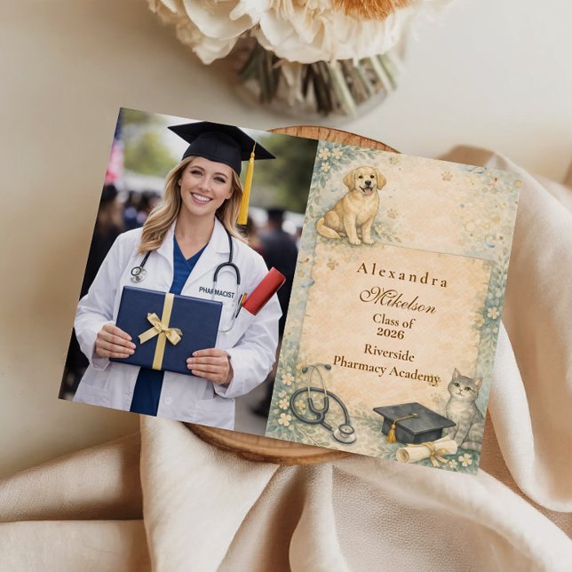 Photo Animal Care White Coat Graduation Ankündigung (Von Creator hochgeladen)