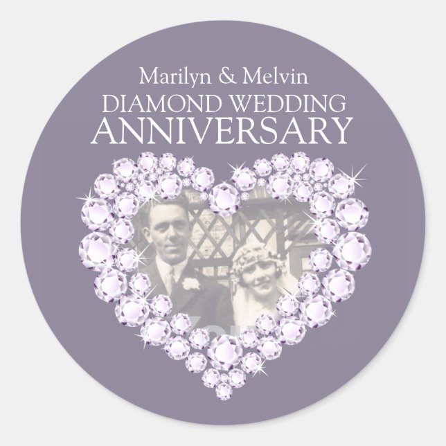 Photo Anniversaire de diamant stickers gris blanc (Devant)