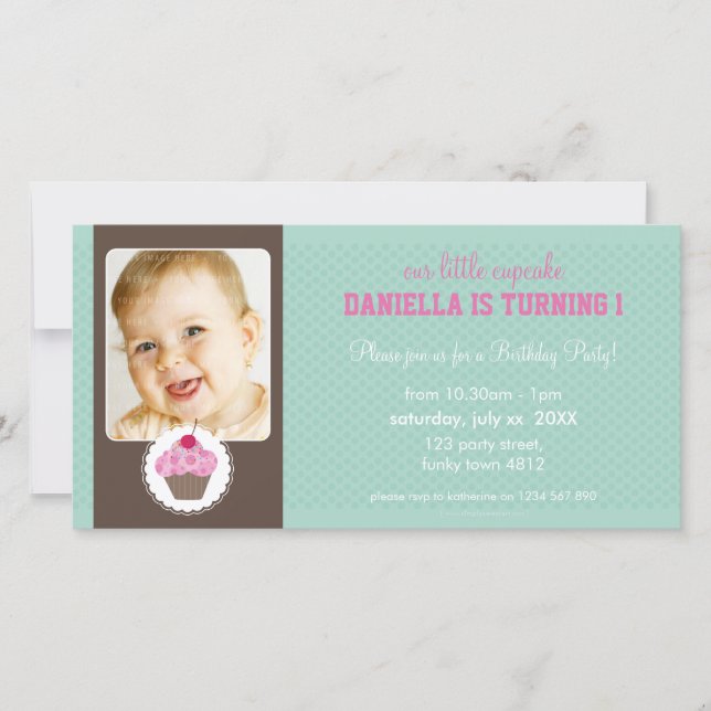 PHOTO ANNIVERSAIRE INVITATION :: cupcake 1L (Devant)