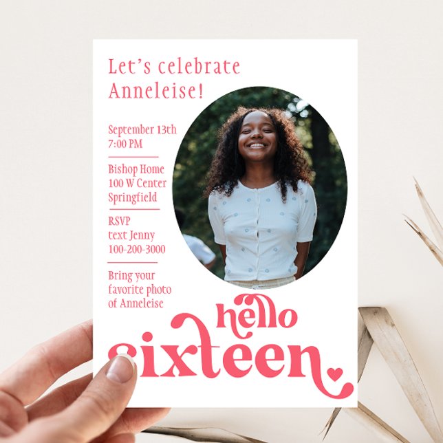 Photo Anniversaire Invitation pour elle | Seize (Créateur téléchargé)
