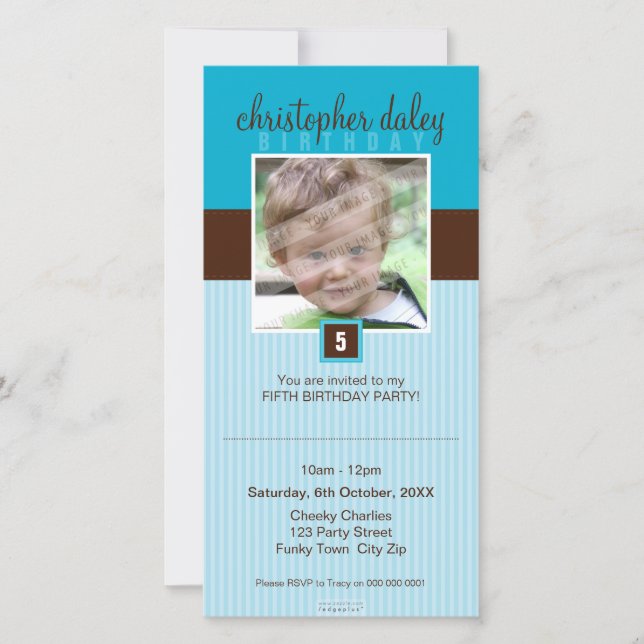 PHOTO ANNIVERSAIRE INVITATIONS :: beau carré 8 (Devant)