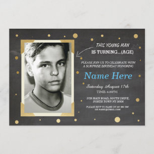 Photo Anniversaire Vintage Chalk Invitations Mens 